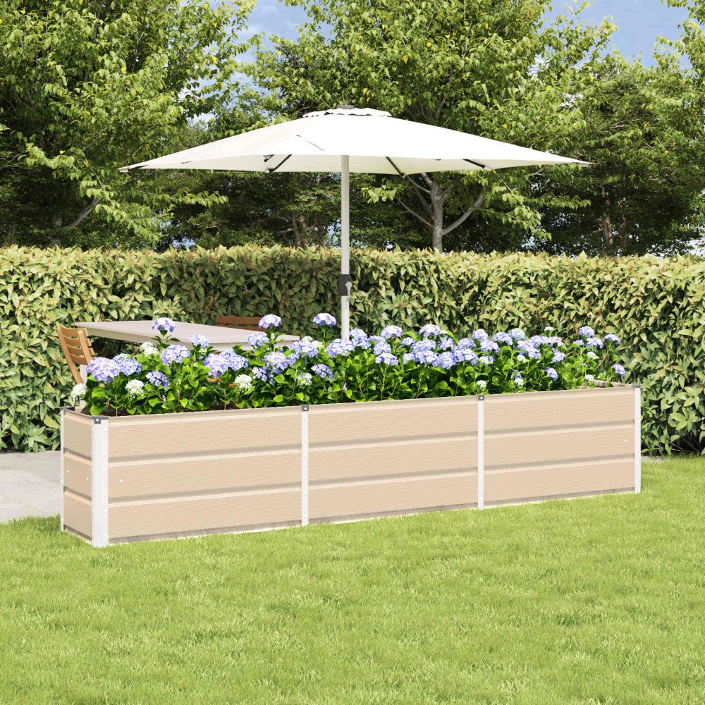 vidaXL Planteringskärl Elfenben 240 x 40 x 45 cm Stål