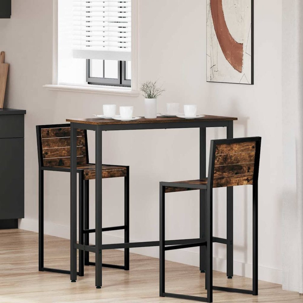 vidaXL bord Rökt ek 100 x 40 x 100,5 cm Konstruerat trä och stål