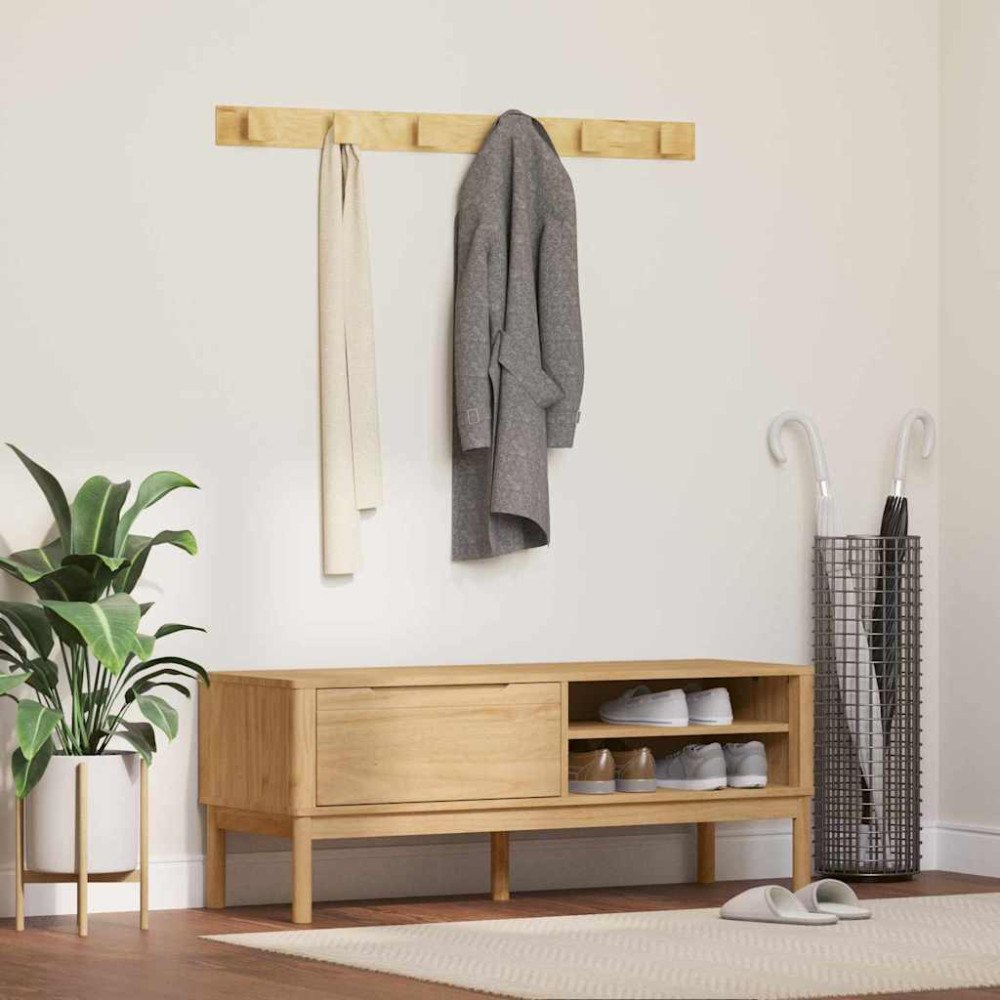 vidaXL Hallbänk med låda Vaxbrun 115 x 40 x 45 cm Massiv furu