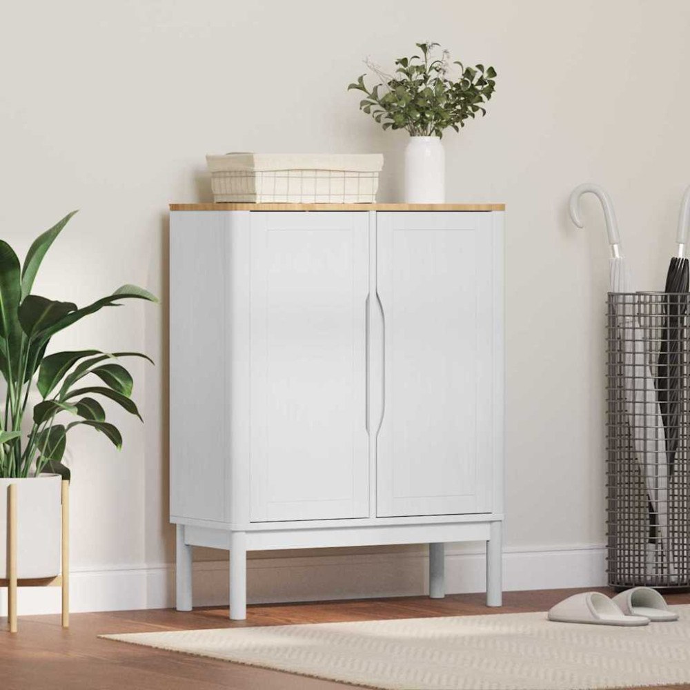 vidaXL Sideboard Vit 70 x 30 x 70,5 cm Massiv furu