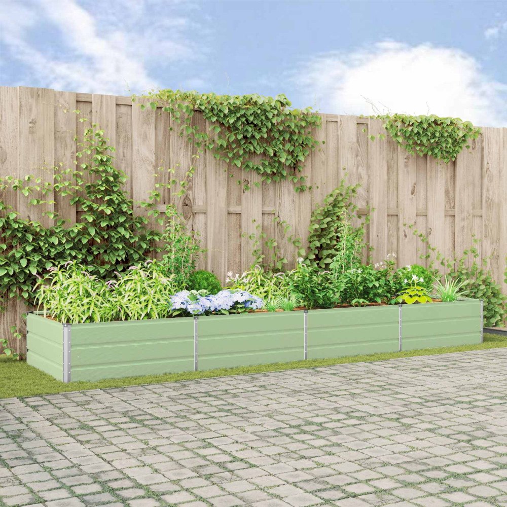 vidaXL Planteringskärl Pastellgrön 195 x 100 x 45 cm Galvaniserat Stål