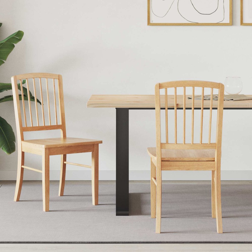 vidaXL Matstolar 2 pcs Naturfärg 50 x 52,5 x 91 cm Massiv Gummiträ