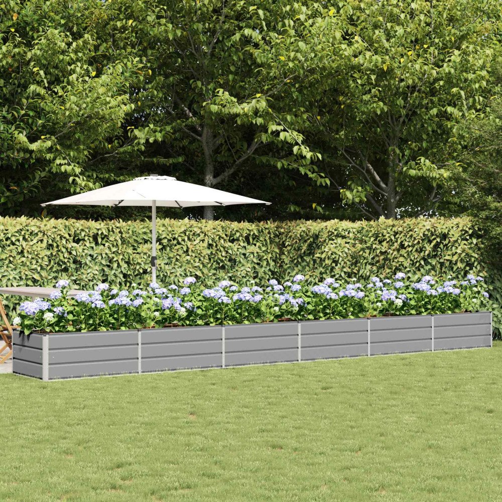 vidaXL Planteringskärl Ljusgrå 600 x 80 x 45 cm Stål