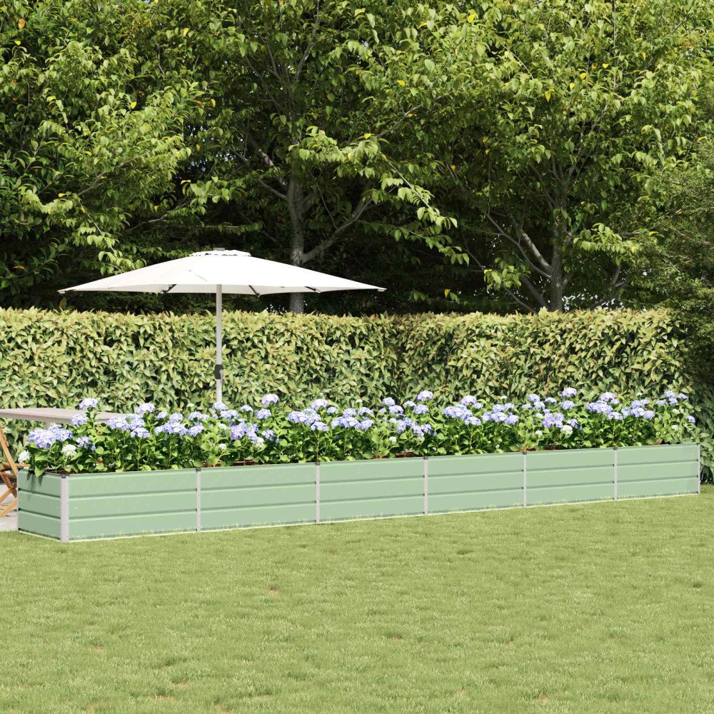 vidaXL Planteringskärl Grön 600 x 80 x 45 cm Stål