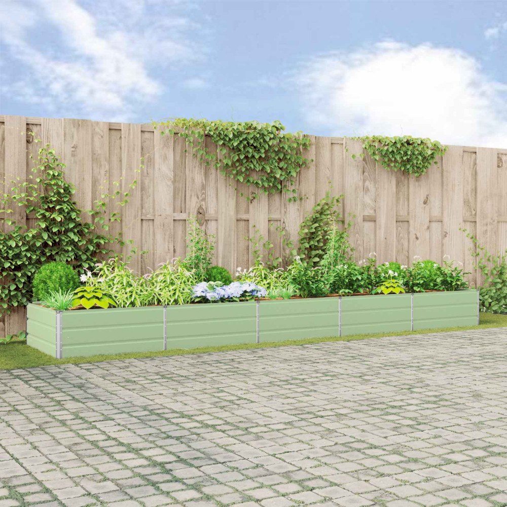 vidaXL Planteringskärl Pastellgrön 195 x 100 x 45 cm Galvaniserat Stål