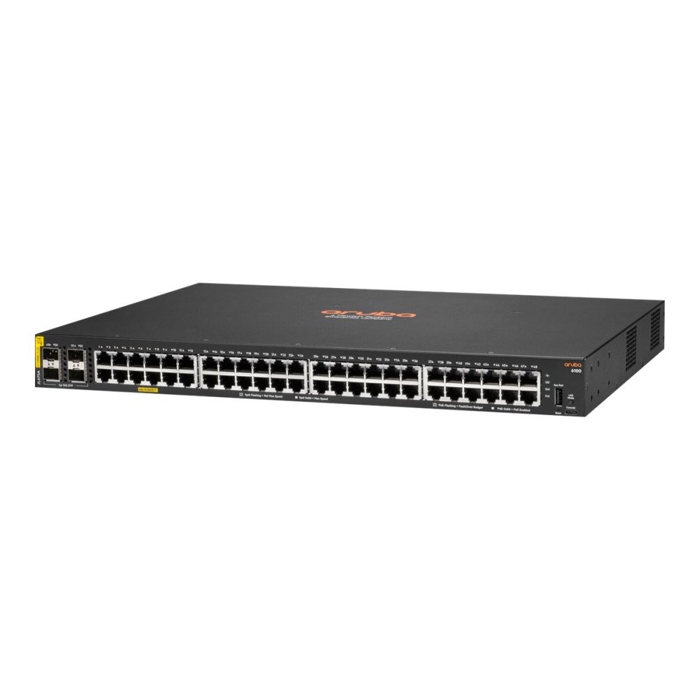 Hewlett Packard Enterprise HPE Aruba 6100 48G Class4 PoE 4SFP+ 370W Switch - switch - 52 portar - Administrerad - rackmonterbar