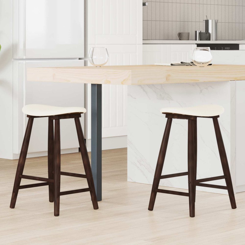 vidaXL Matstolar 2 pcs Ljusbrun 46 x 37 x 63 cm Massiv Gummiträ