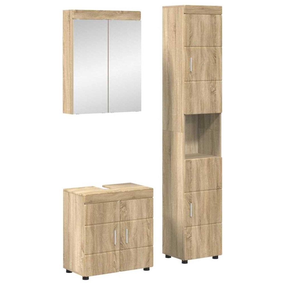 vidaXL Badrumsmöbelset TULUM 3 st Sonoma-ek 60 x 34 x 63 cm