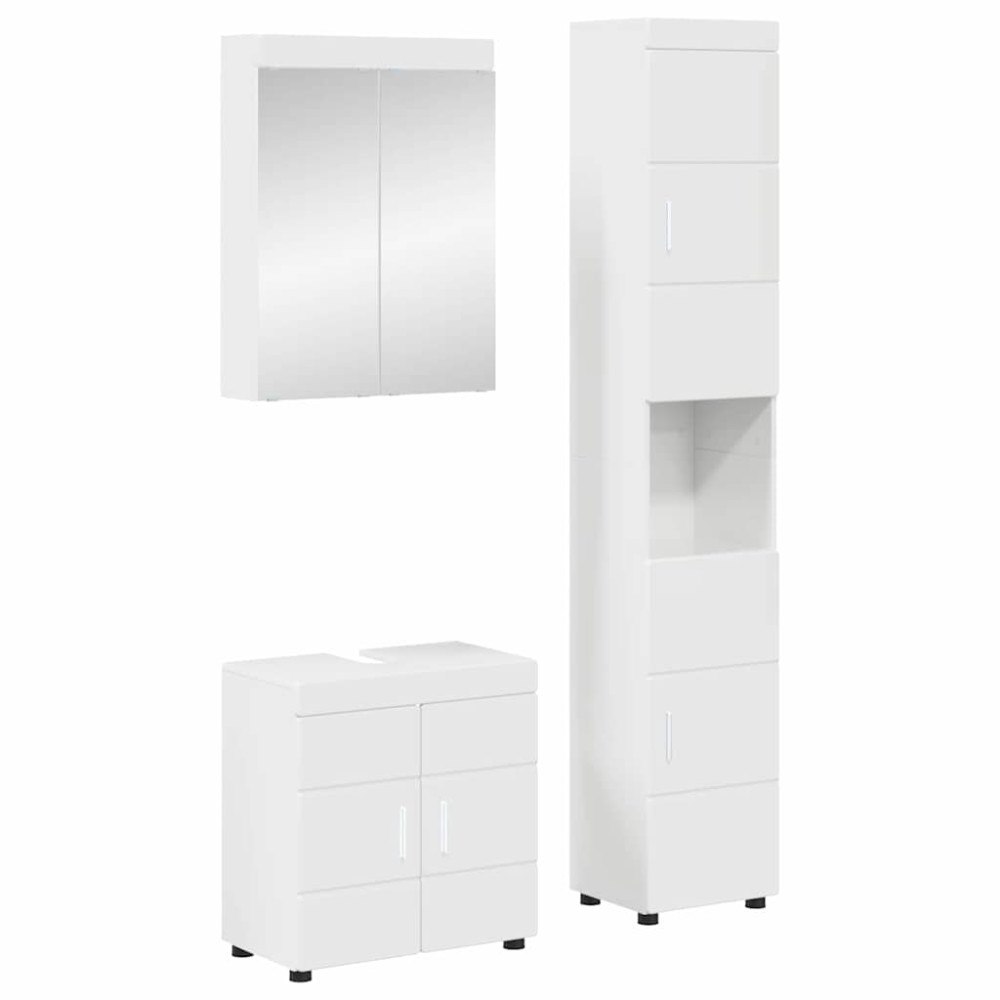 vidaXL Badrumsmöbelset TULUM 3 pcs Högblanka vita 60 x 34 x 63 cm