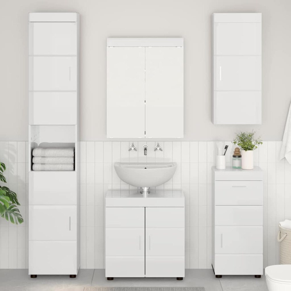 vidaXL Badrumsmöbelset TULUM 5 st Högblanka vita 60 x 34 x 63 cm