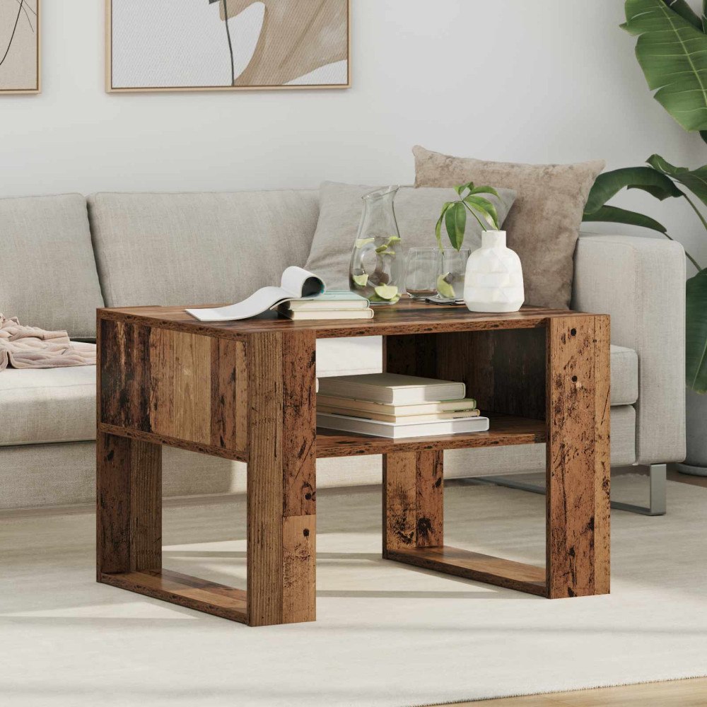 vidaXL Kaffeebord Gammalt trä 66 x 53 x 45 cm Konstruerat trä