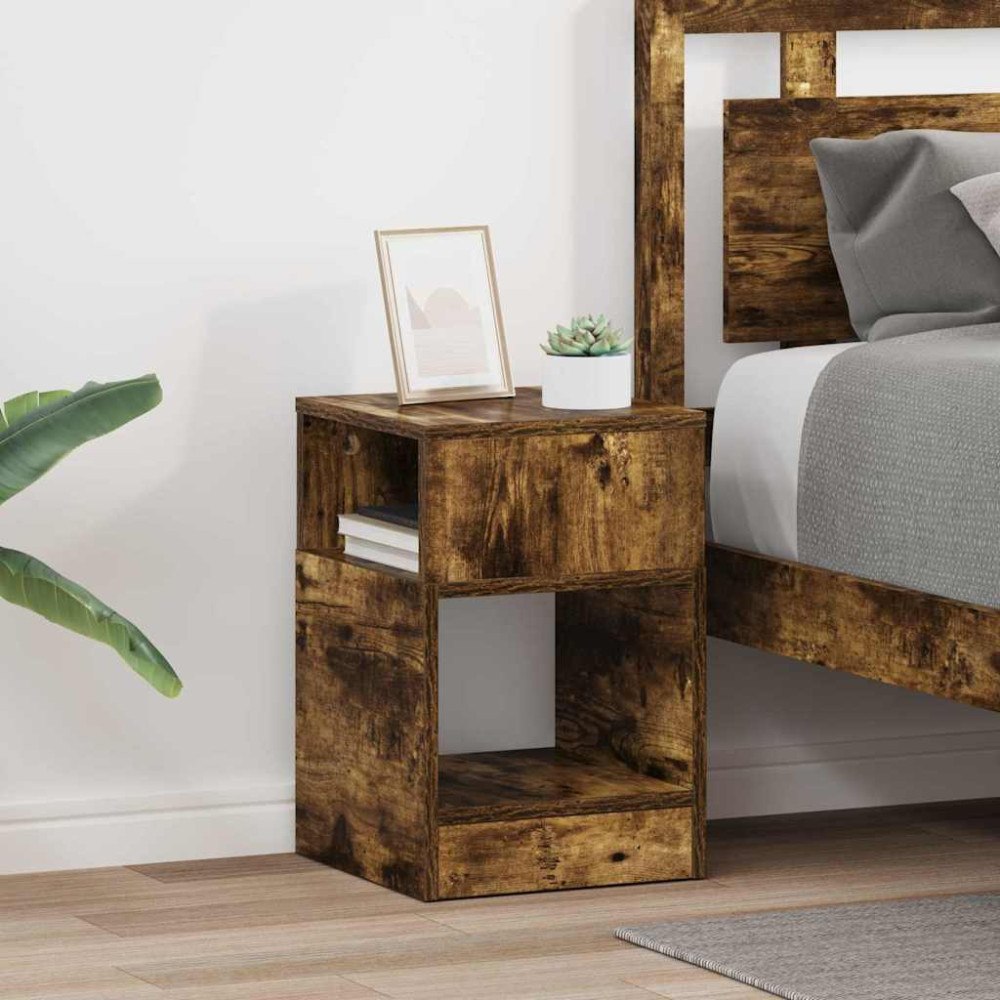 vidaXL Sidobord 2 pcs Rökt ek 30,5 x 30 x 45 cm Konstruerat trä