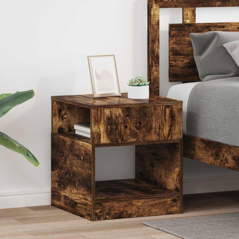 vidaXL Sidobord 2 pcs Rökt ek 40,5 x 40 x 45 cm Konstruerat trä