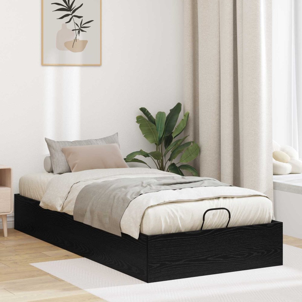 vidaXL Ottoman Sängram Svart Ek 203 x 80,5 x 25 cm Konstruerat trä