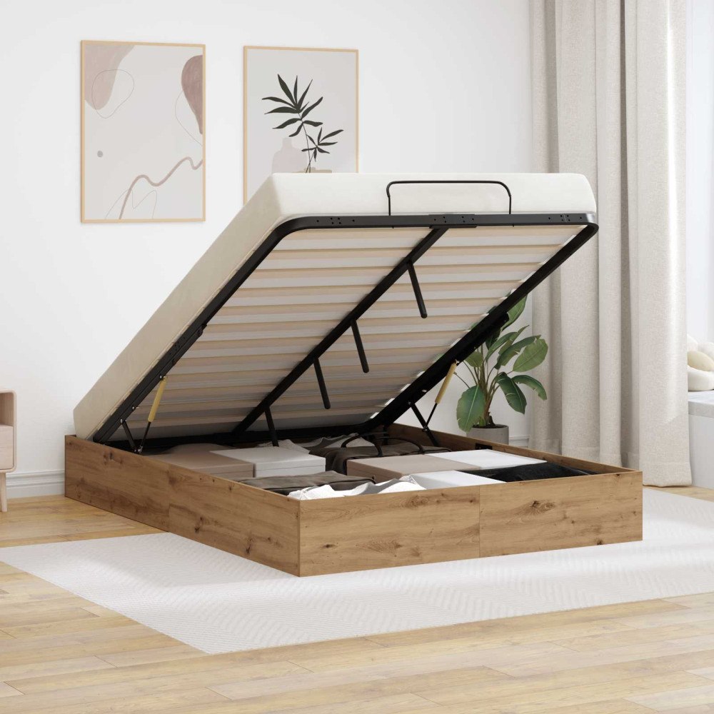 vidaXL Ottoman Sängram Artisan Ek 193 x 120 x 25 cm Konstruerat trä