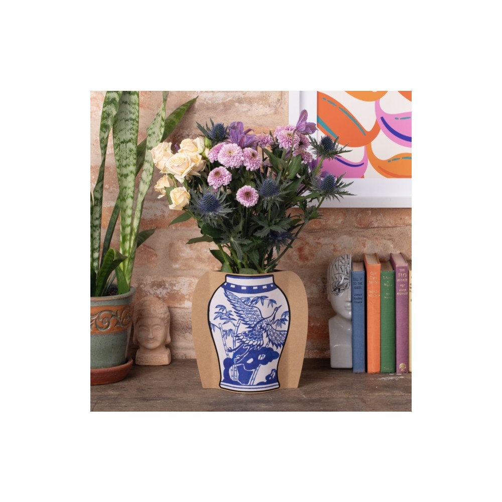 That Company Called If Cardboard Vase Sleeve - Blue & White Oriental