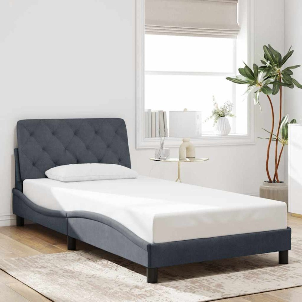 vidaXL Bed Frame without Mattress Dark Grey 100x203 cm Velvet