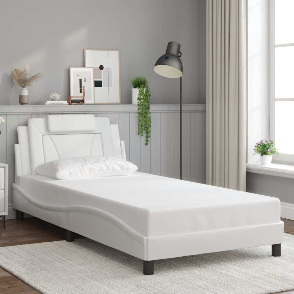 vidaXL Bed Frame "Viana" without Mattress White 100x203 cm Faux Leather