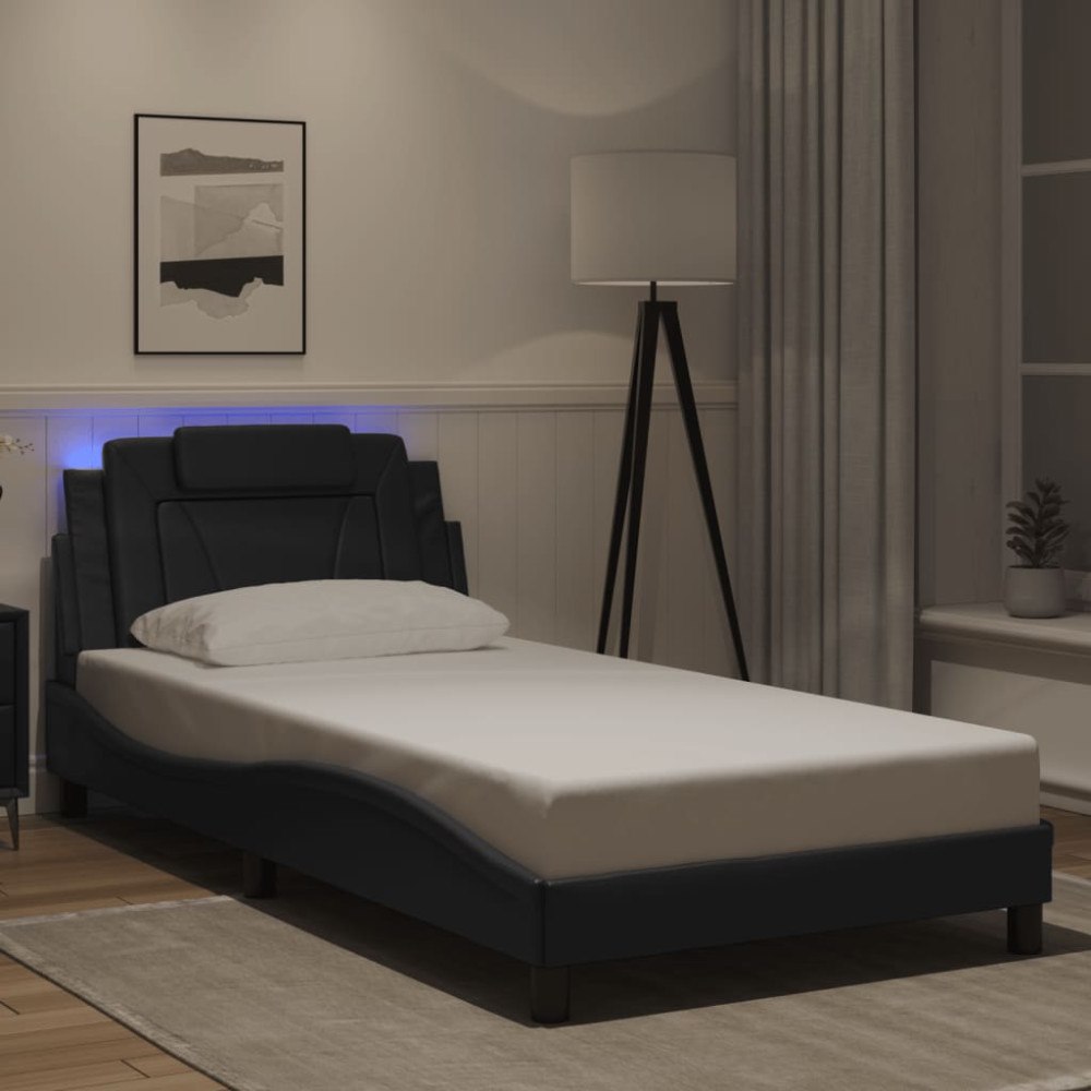vidaXL Bed Frame "Viana" with LED without Mattress Black 100x203 cm
