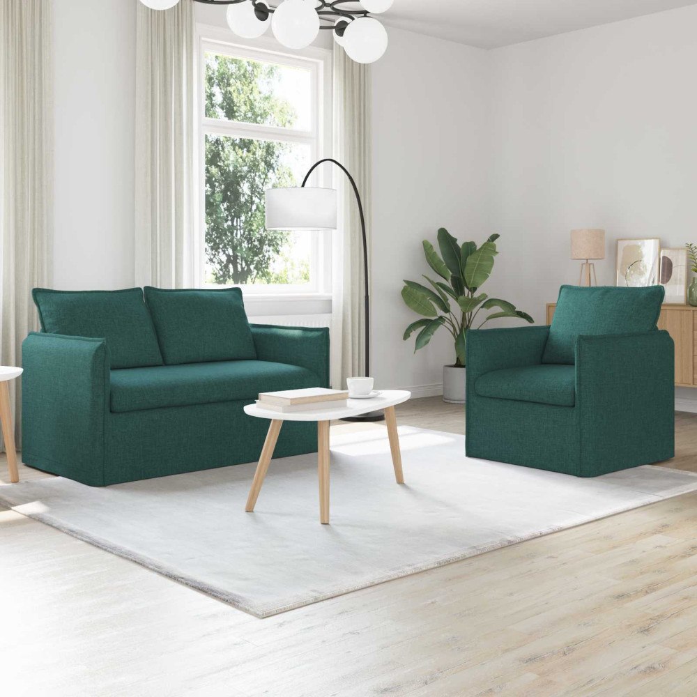 vidaXL Soffa 120cm 2 pcs Mörkgrön Metall