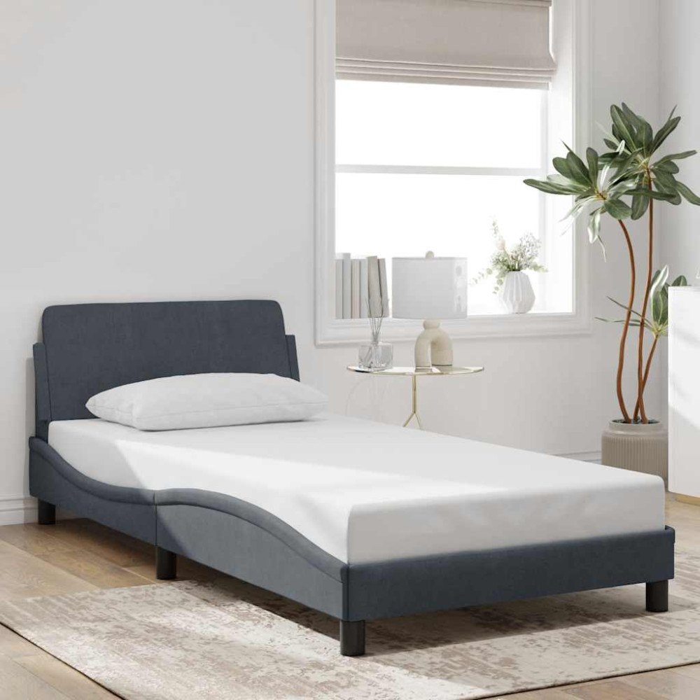vidaXL Bed Frame "Dover" Dark Grey 100x203 cm Velvet