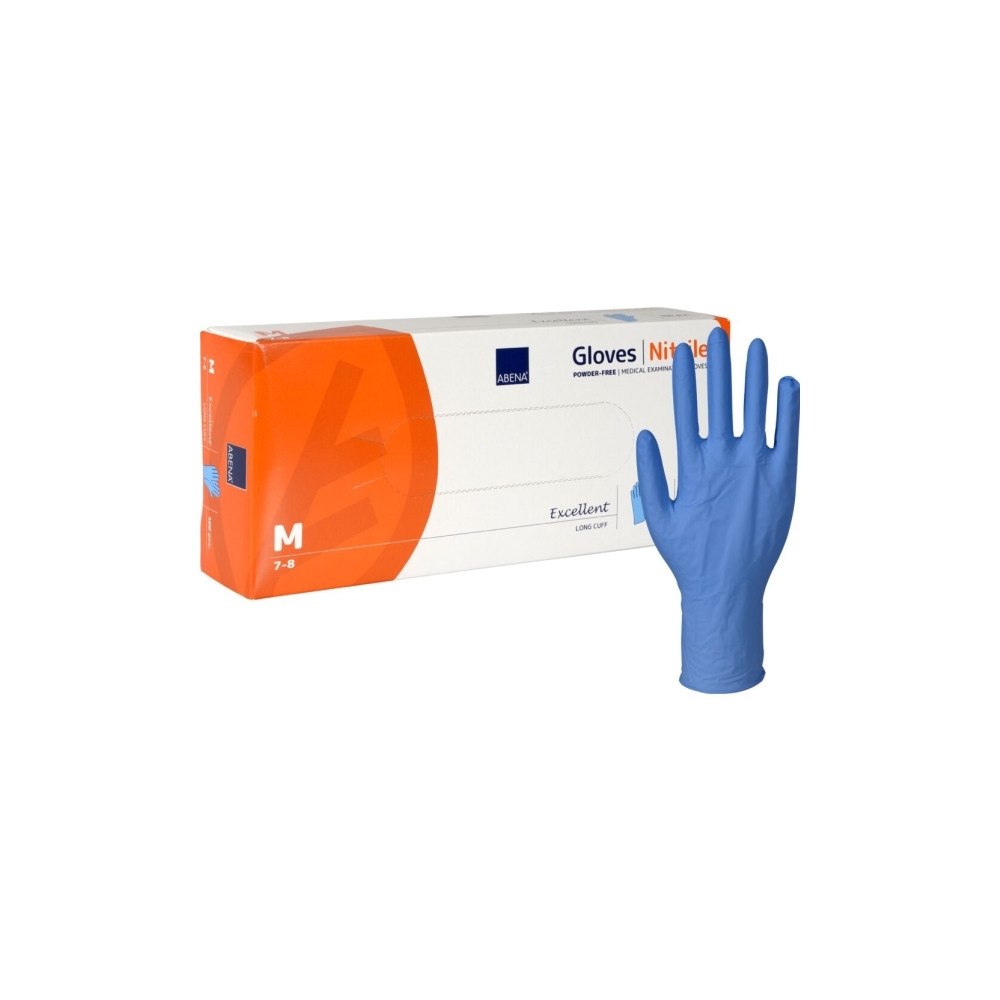 Abena Lång undersökningshandske, ABENA Excellent, M, blå, nitril,...