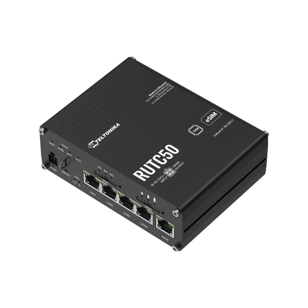 Teltonika Teltonika RUTC50 - trådlös router - WWAN - Wi-Fi 6 - 3G, 4G, 5G - DIN-skenmonterbar, väggmonterbar, bordsmonterbar