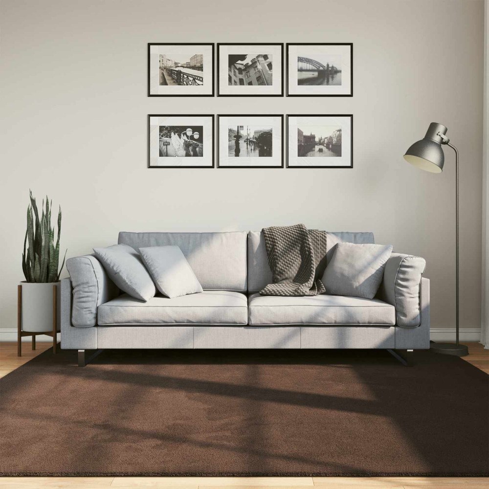vidaXL Områdesmattor Fyrkantig HUARTE Brun 200 x 200 cm Polyester
