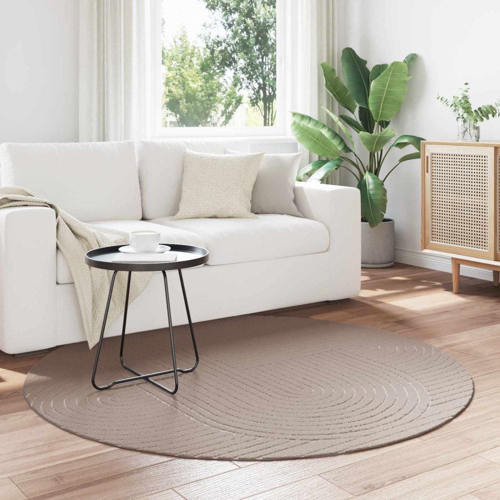 vidaXL Områdesmattor Rund PALMERAS Beige Ø 200 CM Polyester