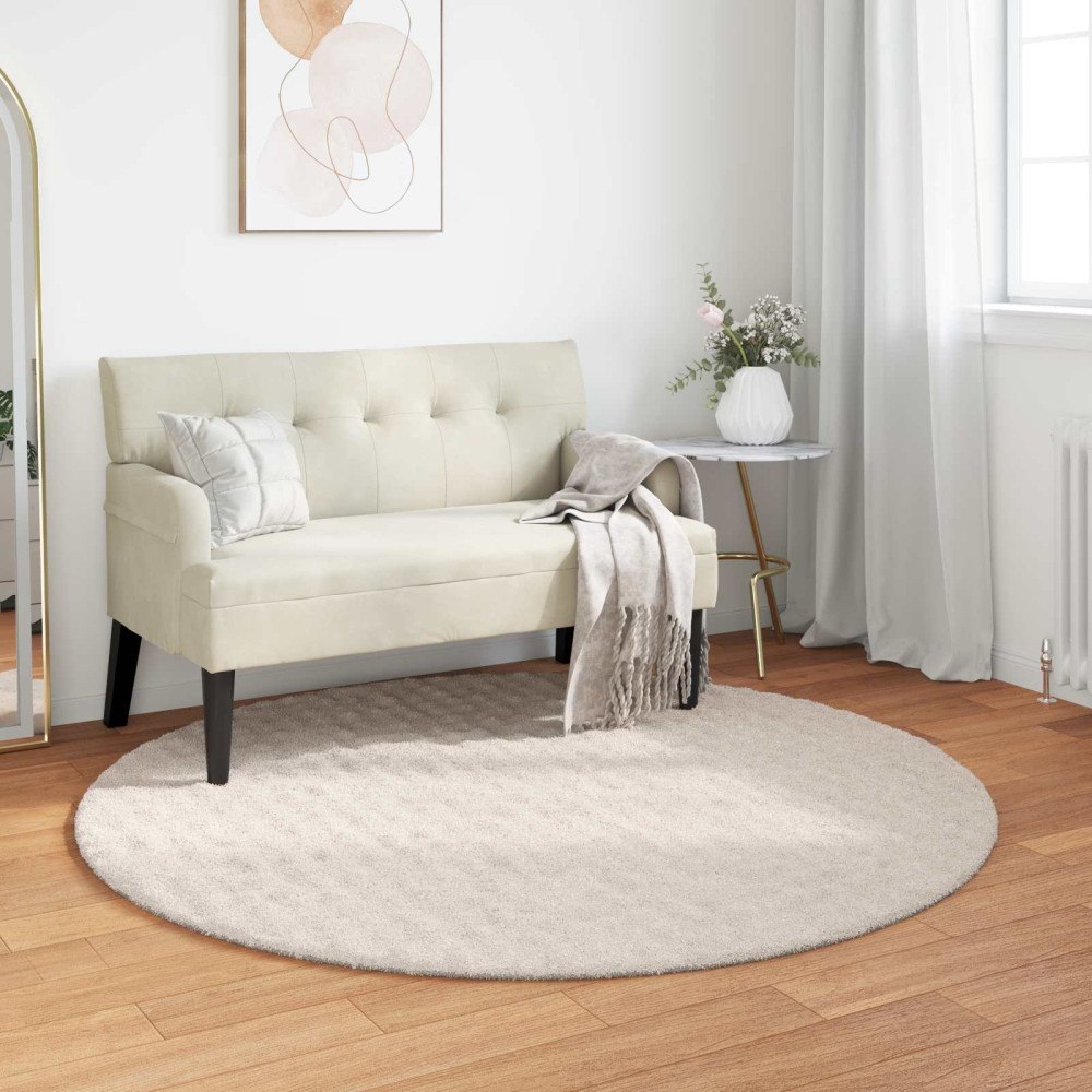 vidaXL Områdesmattor Rund SIROLO Beige Ø 160 CM Polyester