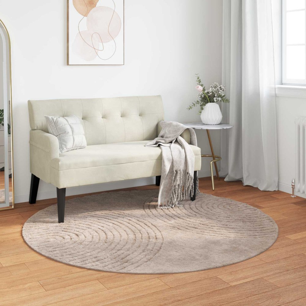 vidaXL Områdesmattor Rund HUARTE Beige Ø 120 CM Polyester