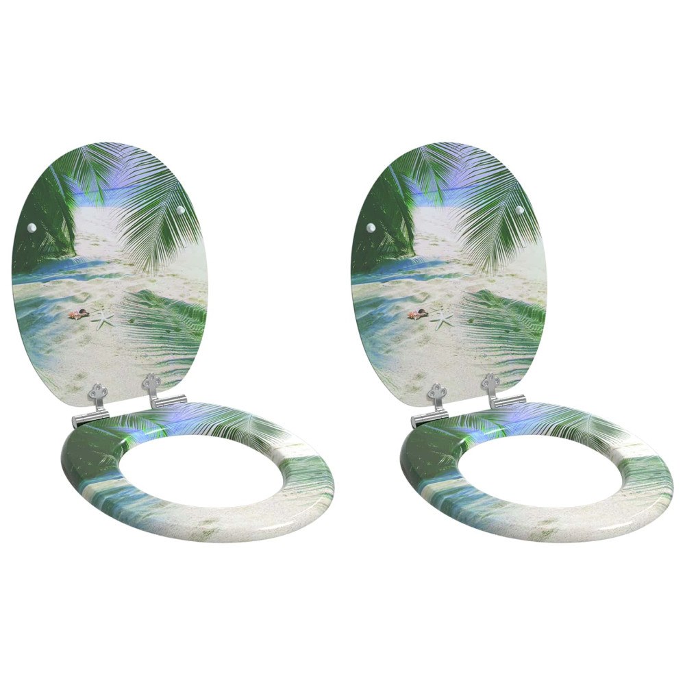 vidaXL Mjukt stängande toalettlock 2 pcs Grön 44 x 38 cm MDF-board