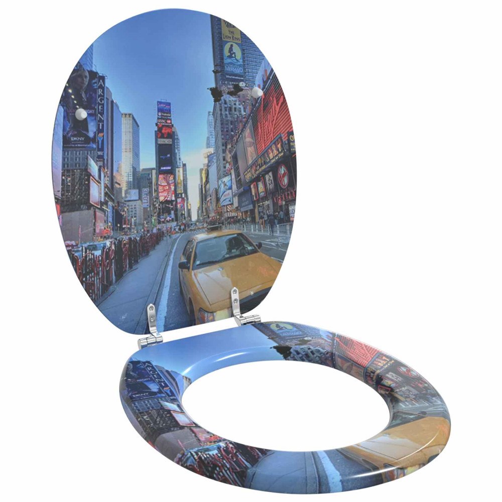 vidaXL Mjukt stängande toalettlock Flerfärgsdesign 44 x 38 cm