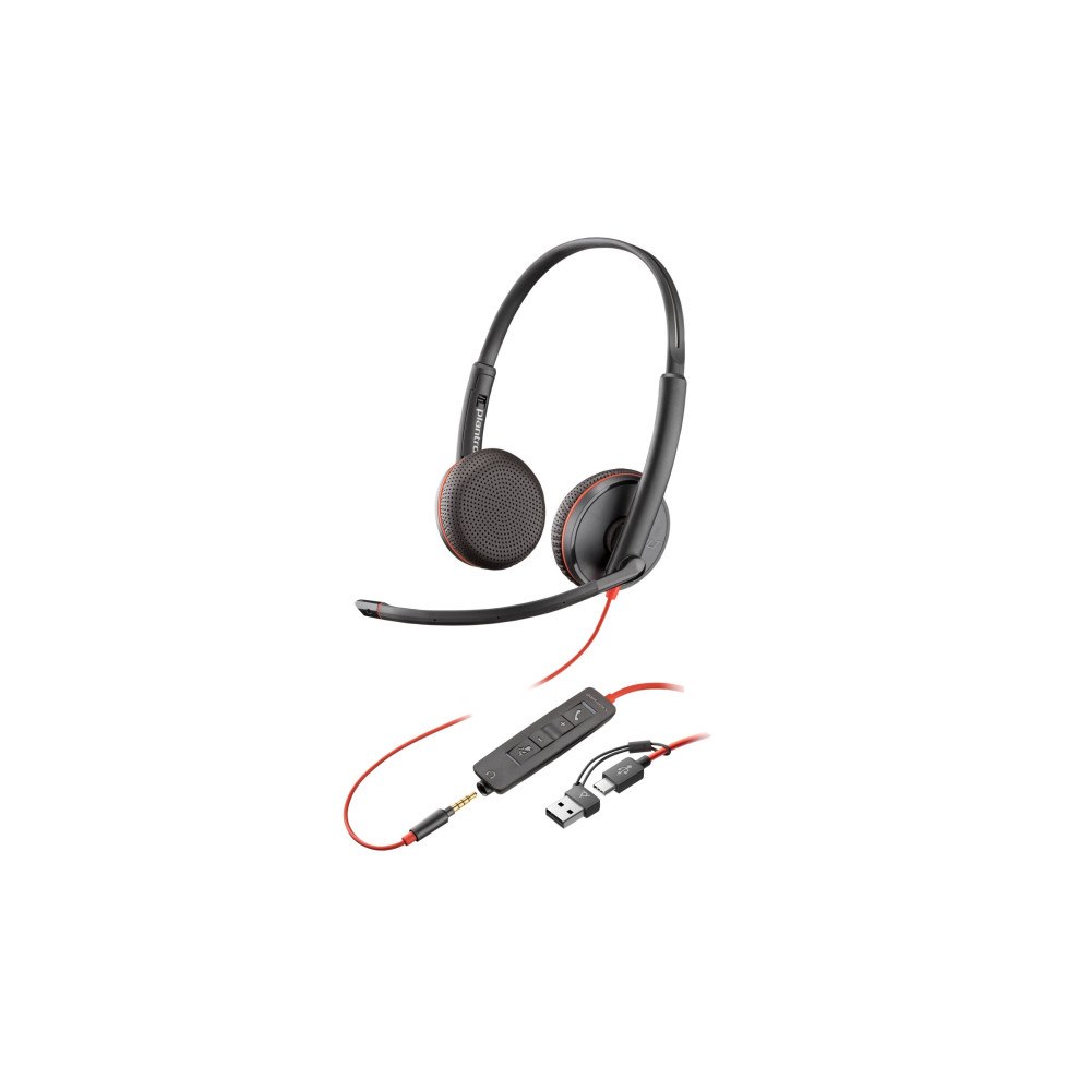 Hewlett-Packard HP Poly Blackwire 3225 - headset - 3,5 mm kontakt, USB-C