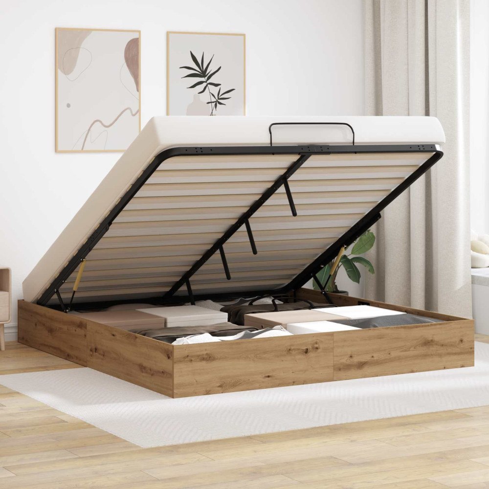 vidaXL Ottoman Sängram Artisan Ek 193 x 120 x 25 cm Spånskiva