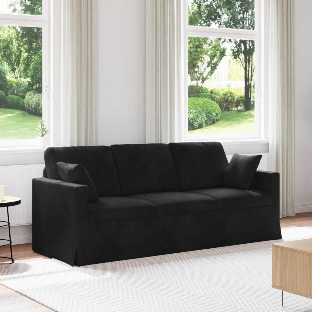 vidaXL Soffa Svart 198 x 78 x 80 cm Sammet