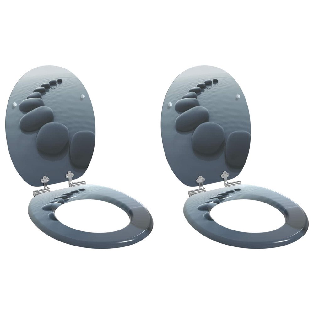 vidaXL Toalettstol 2 pcs Grå 44 x 38 cm MDF-board