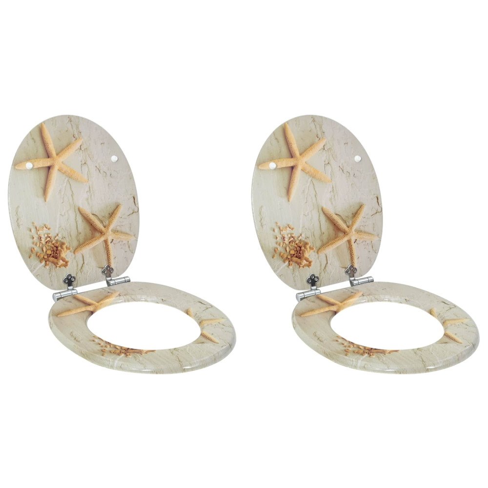 vidaXL Toalettstol 2 pcs Gul och Vit 44 x 38 cm MDF-board