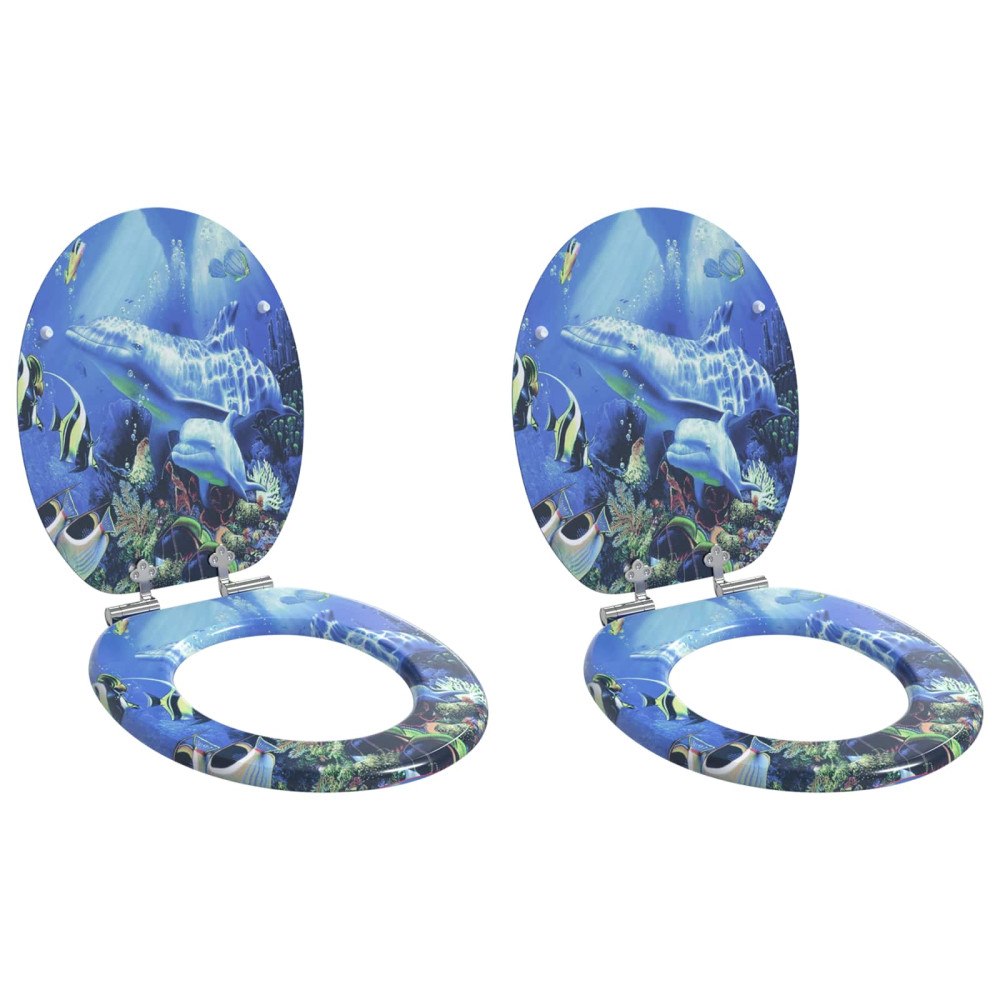 vidaXL Toalettstol 2 pcs Blå 44 x 38 cm MDF-board