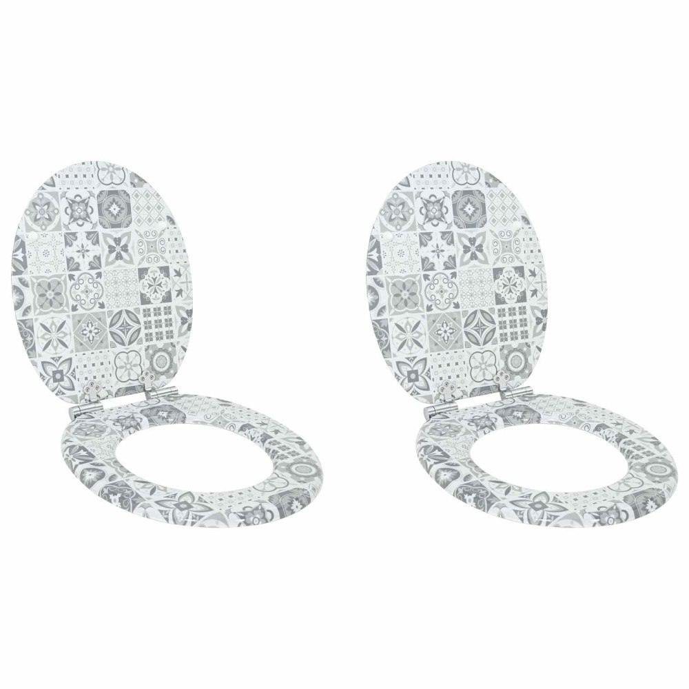 vidaXL Toalettstol 2 pcs Blå och Vit Porslin 44 x 38 cm MDF-board