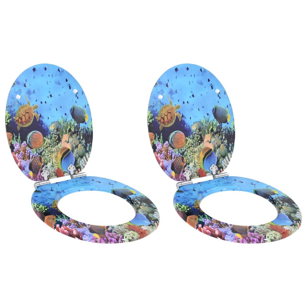 vidaXL Toalettstol 2 pcs Djupt Hav Blå 44 x 38 cm MDF-board