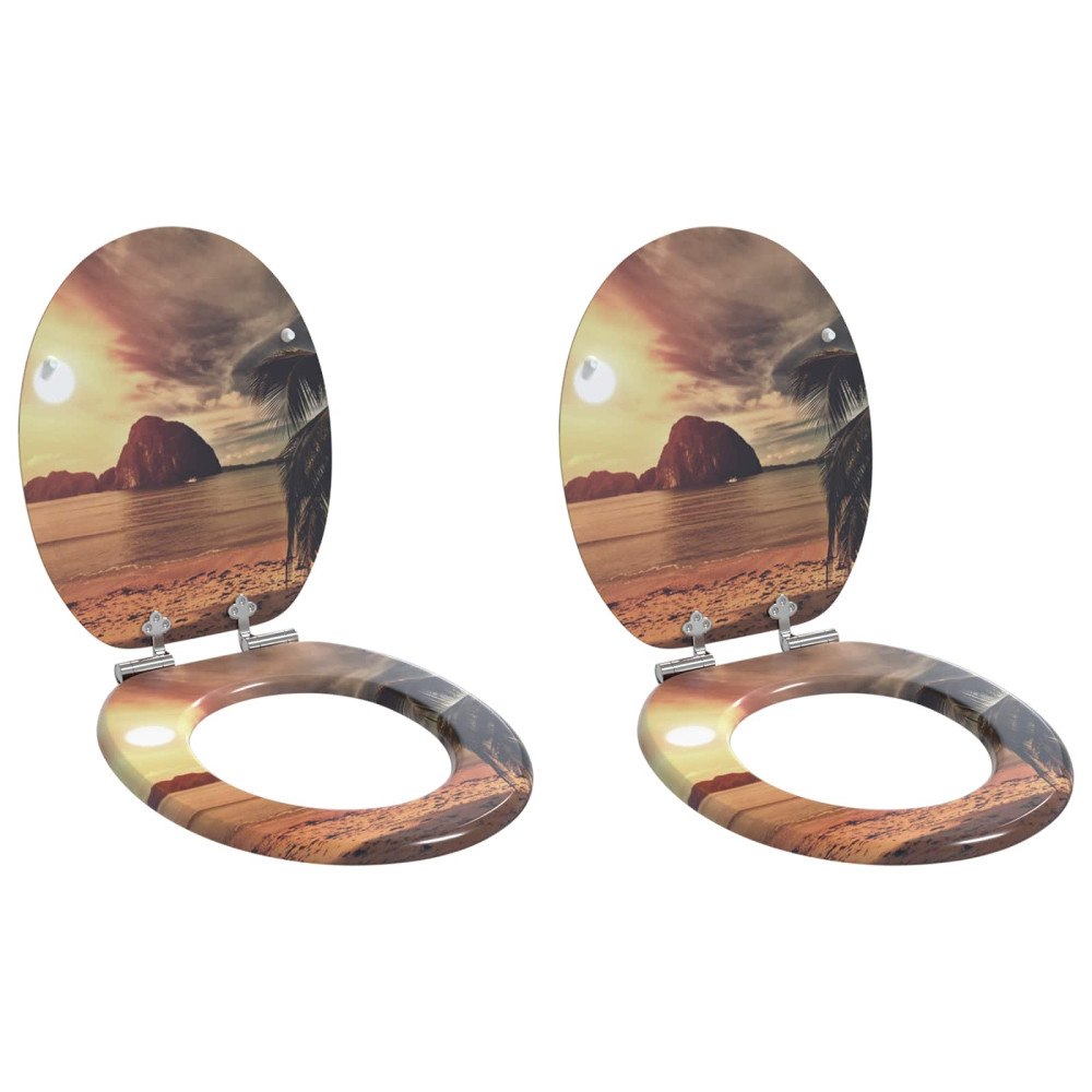 vidaXL Toalettstol 2 pcs Orange 44 x 38 cm MDF-board