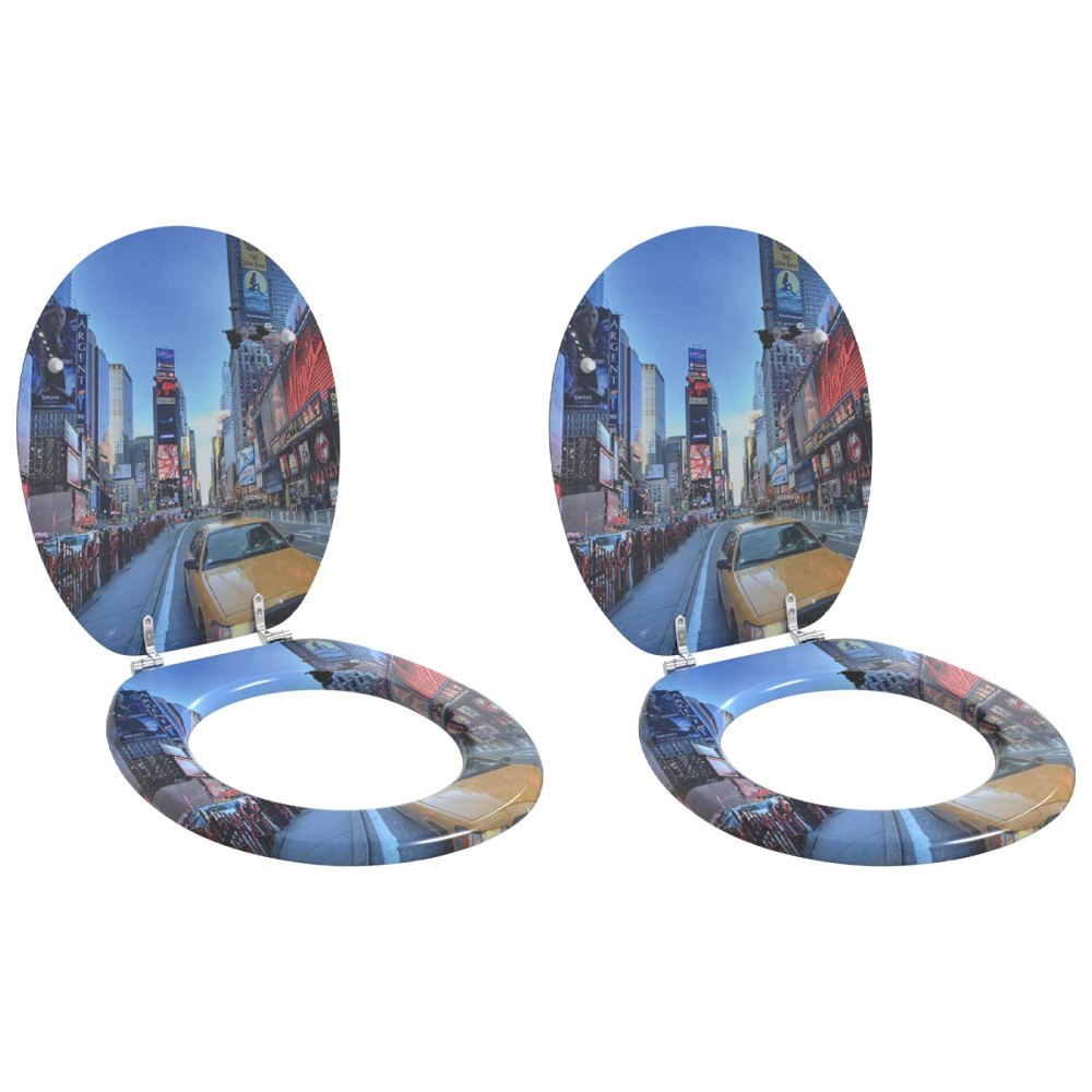 vidaXL Toalettstol 2 pcs Grå 44 x 38 cm MDF-board