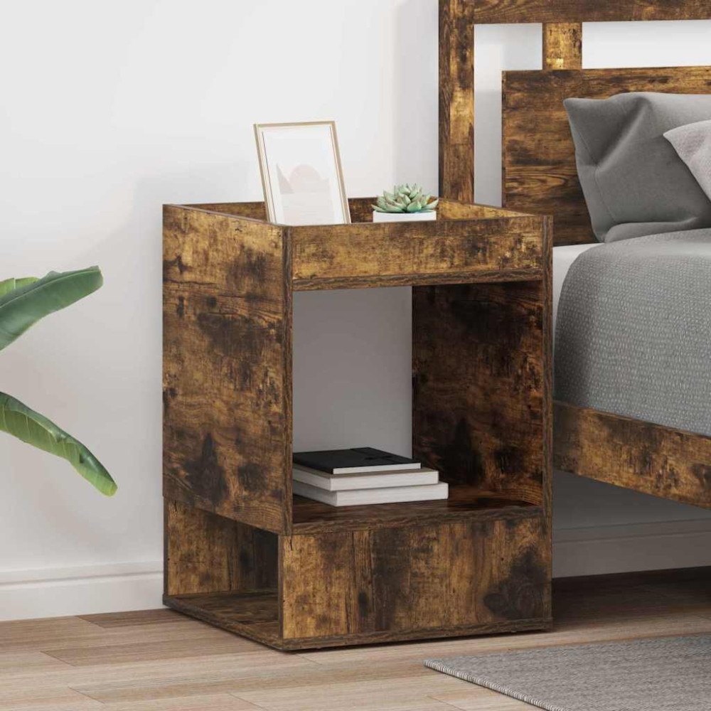 vidaXL Sidobord 2 pcs Rökt ek 40 x 40 x 56 cm Konstruerat trä