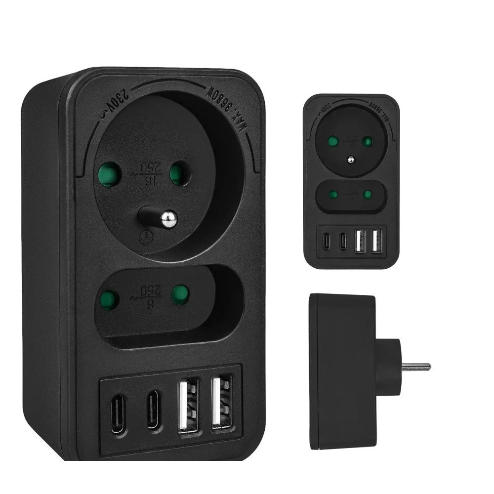 MACLEAN Maclean current socket x2 + 4xUSB, splitter with 2 sockets,...