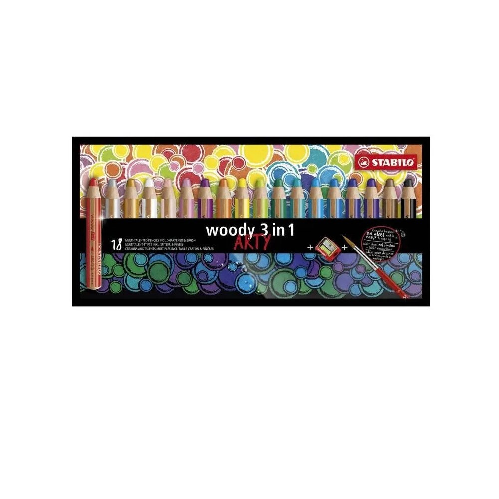 STABILO STABILO Woody Arty färgpennor, 18 st. + pennvässare + pensel