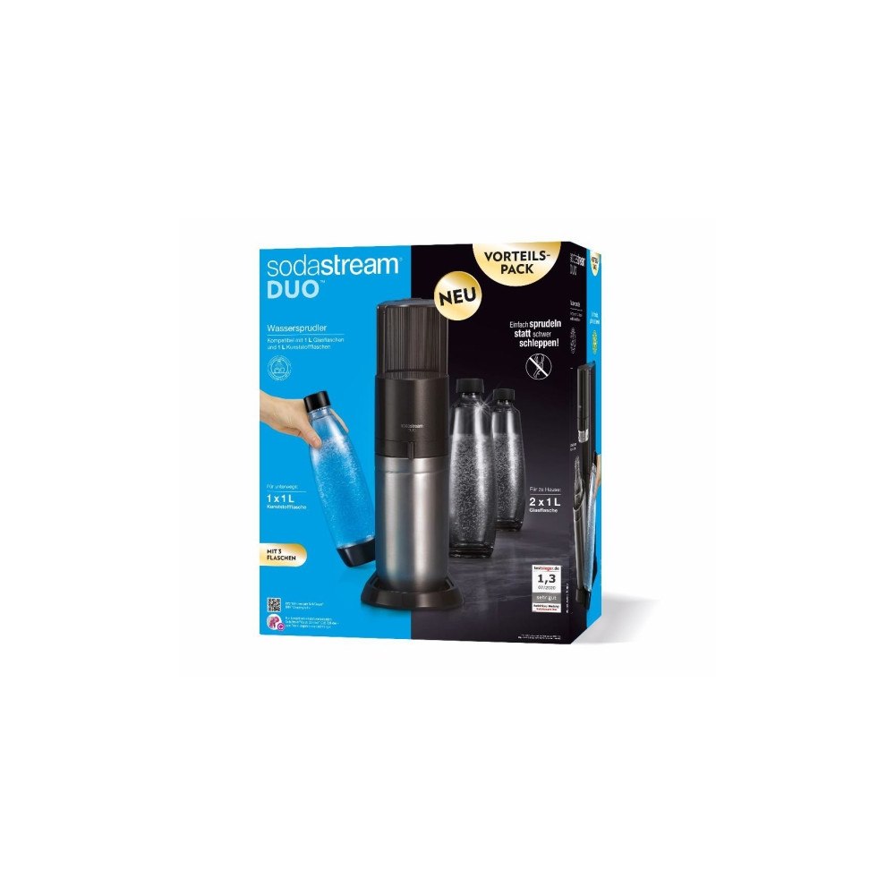 SodaStream SodaStream DUO, Svart, Rostfritt stål, Glas, 1 l, 60 l, 155...