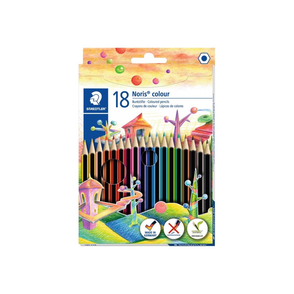 STAEDTLER STAEDTLER Noris colour 185 - färgpenna - svart, röd, blå, grön, ljusblå, gul, orange, violett, magenta, turkos, Van Dyck...