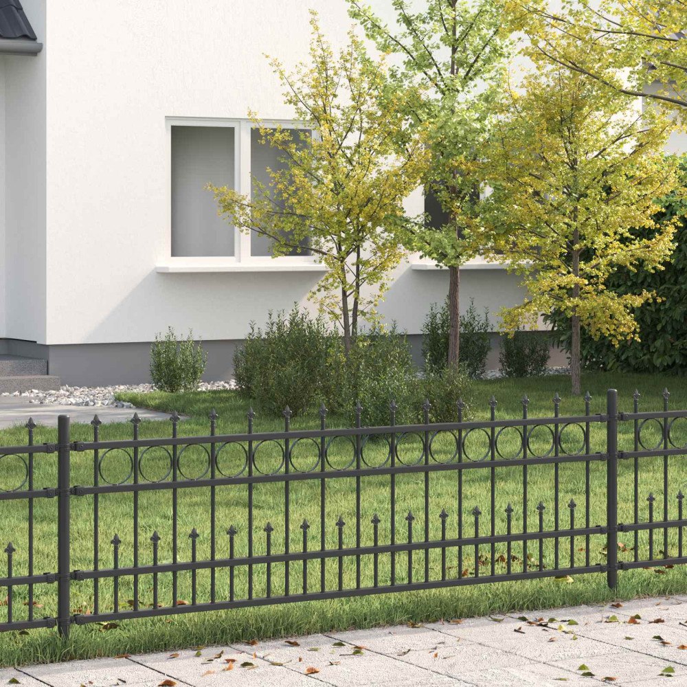 vidaXL Spikring stängsel Svart 200 x 130 cm Pulverlackerat stål