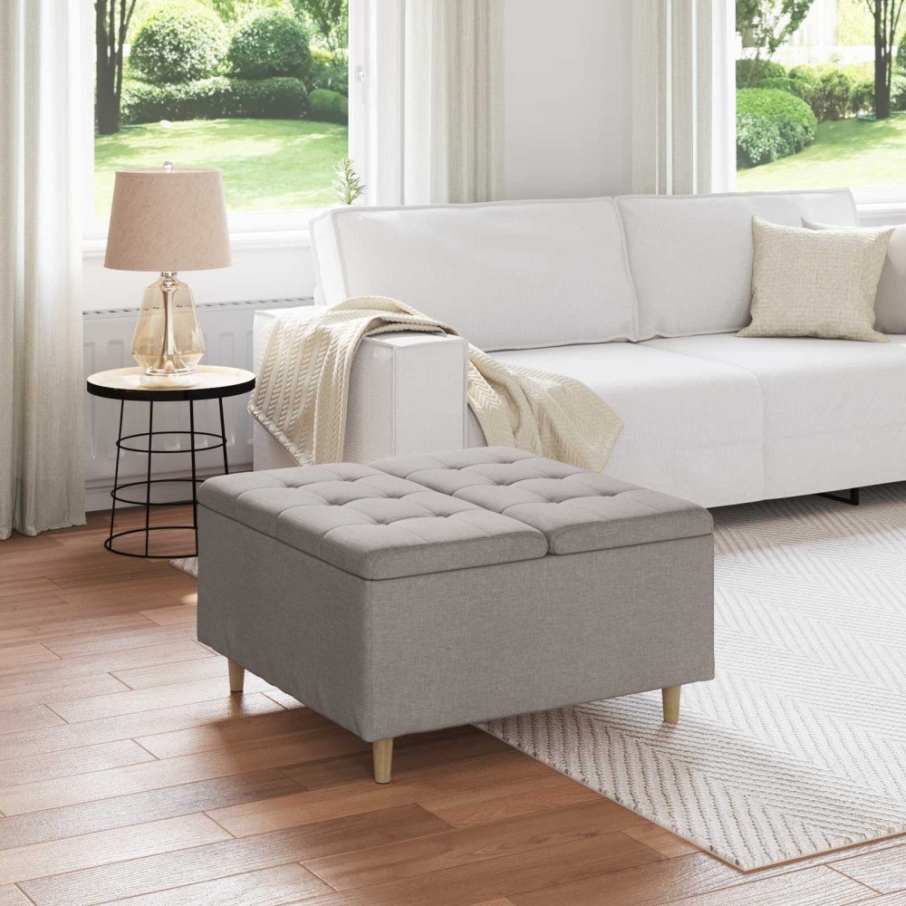 vidaXL Förvaringspall med kudde Taupe 80 x 80 x 45 cm tyg